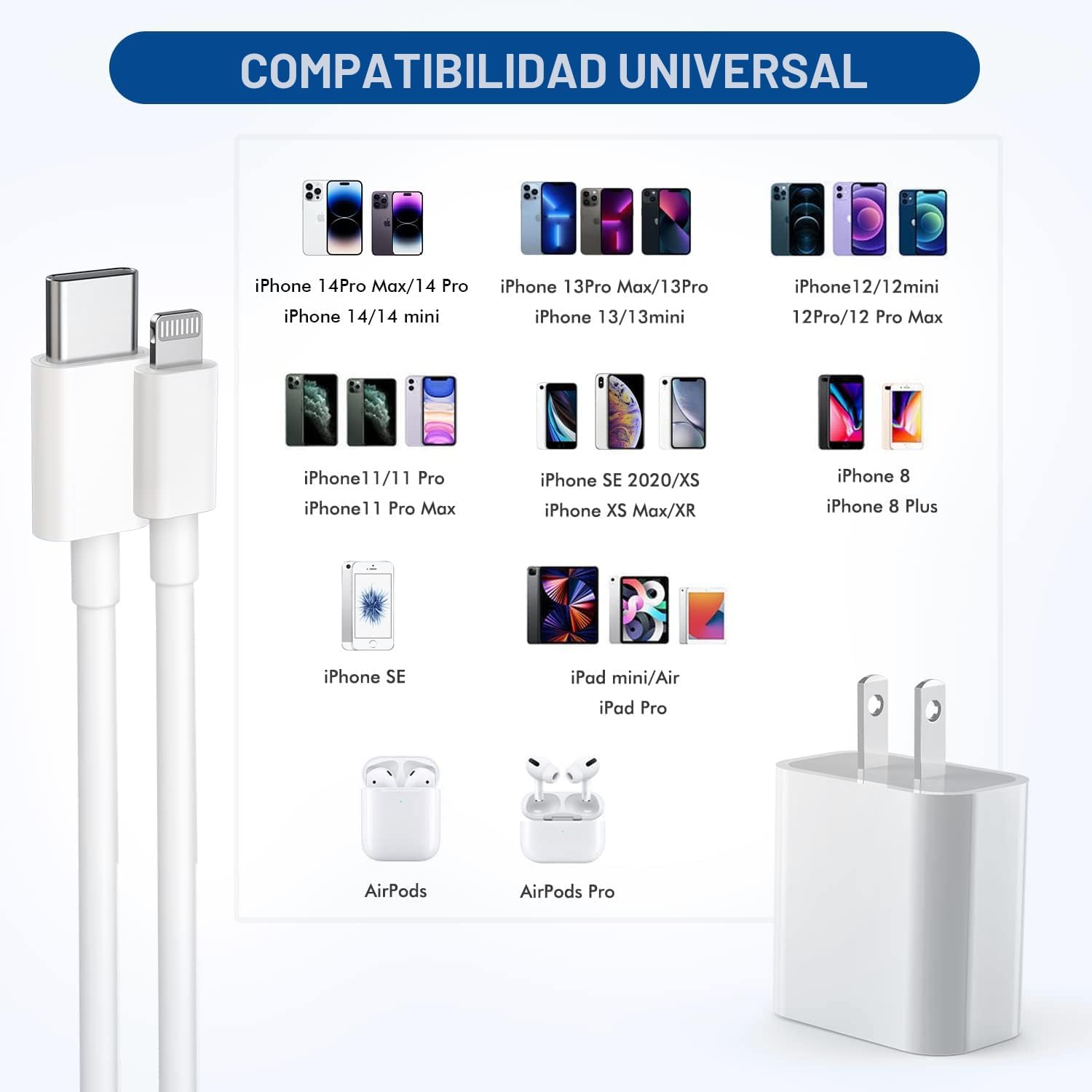 Cargador rápido para iPhone, [certificado por Apple], paquete de 2...