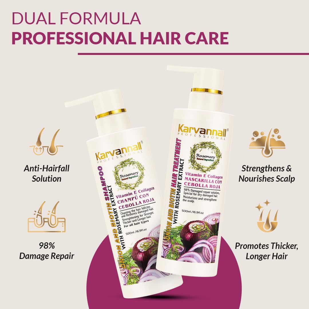 Rosemary Biotin Shampoo &amp; Hair Mask Set | Extracto de cebolla,...