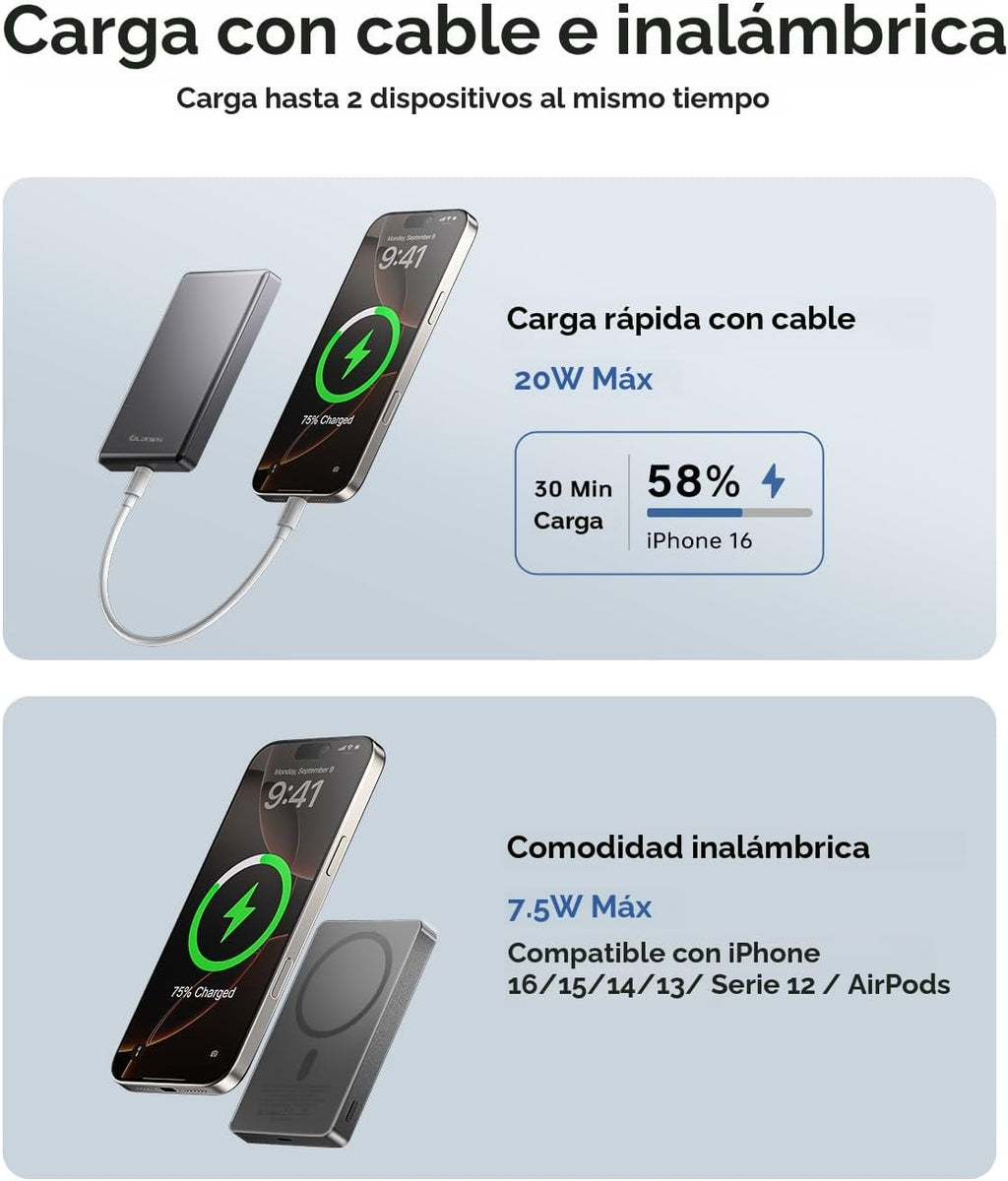 ULiXWH 10,000 mAh para cargador de batería MagSafe ultra delgado, c...