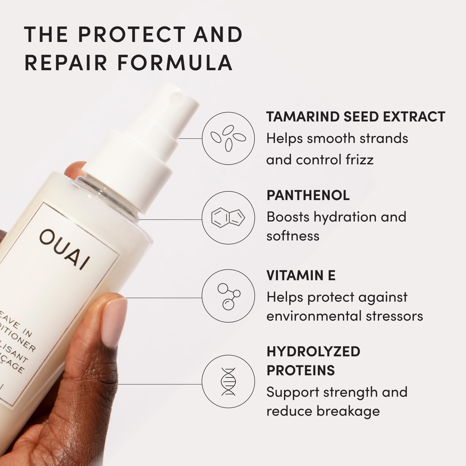 OUAI Acondicionador sin enjuague y protector térmico para el cabell...