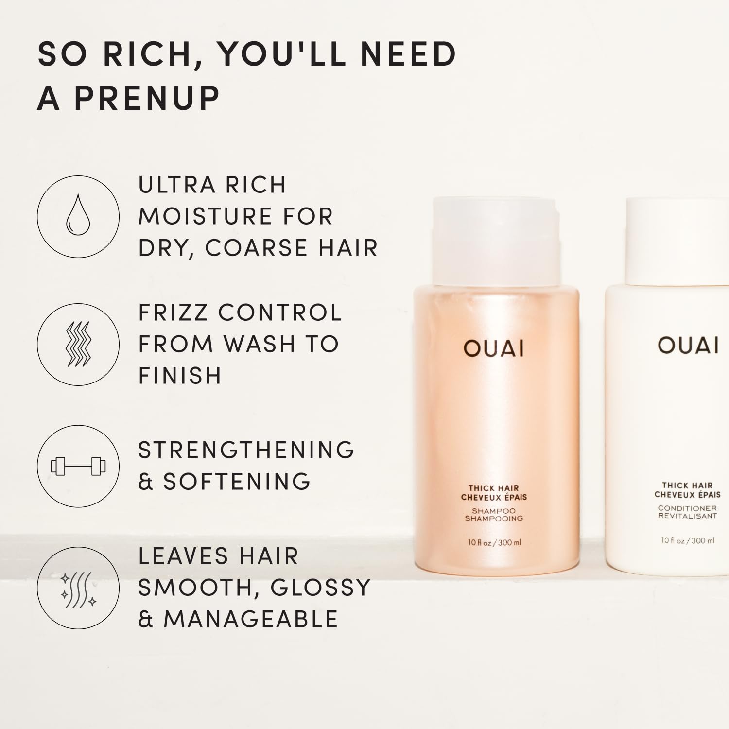 OUAI Juego de Champú y Acondicionador para Cabello Grueso, Tamaño d...