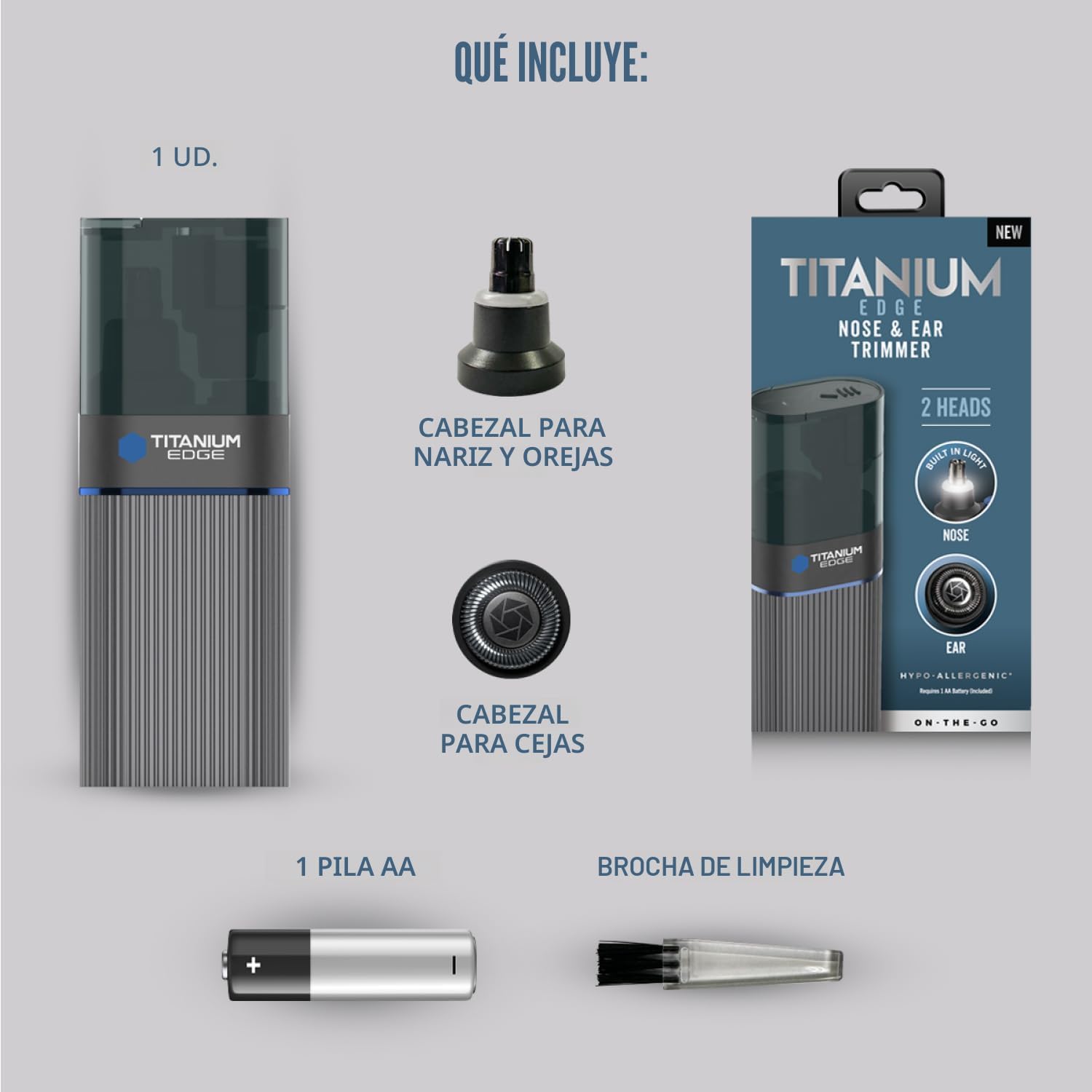 Microtouch Titanium Edge - Recortador de orejas y nariz con doble c...