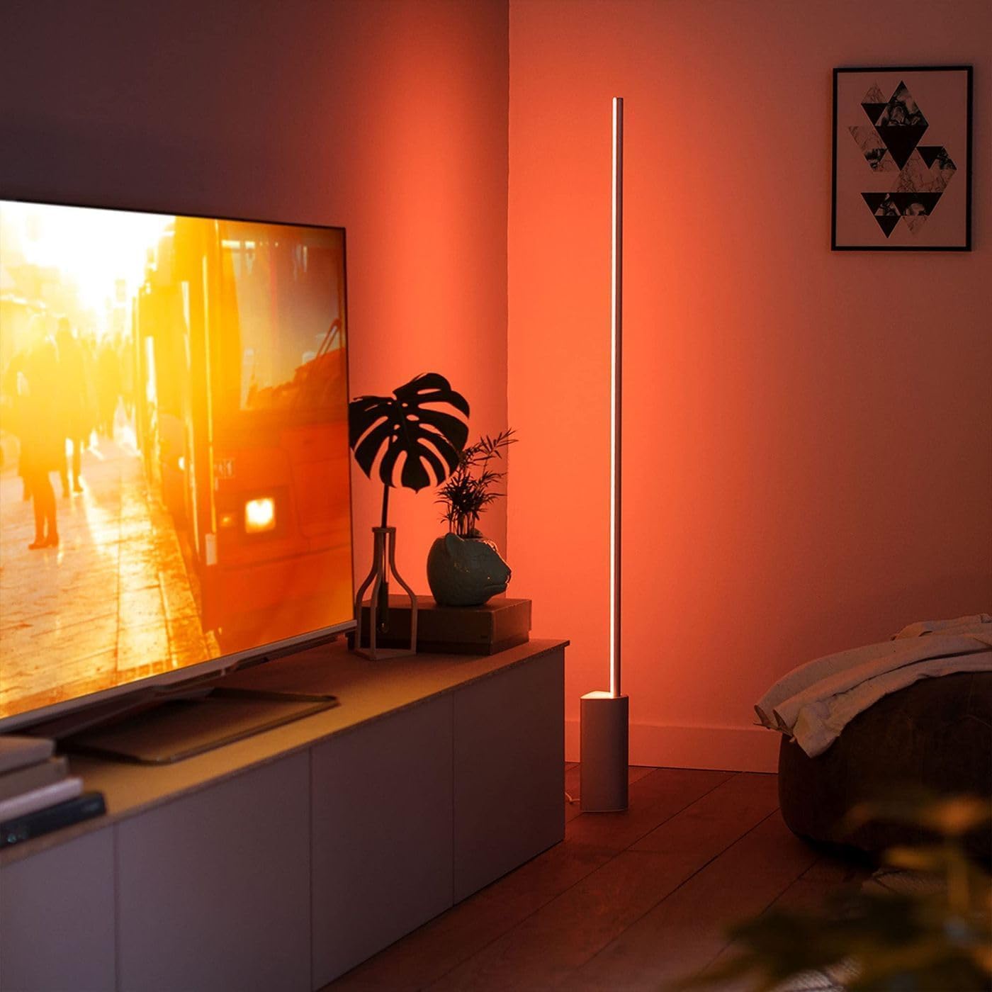 Philips Hue Lámpara de pie inteligente Signe, color blanco - Luz LE...