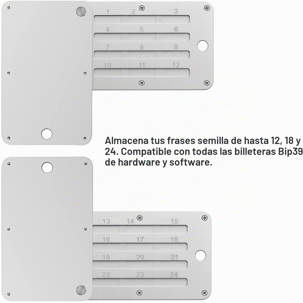 Cartera Bitcoin de acero criptográfico, copia de seguridad de semil...