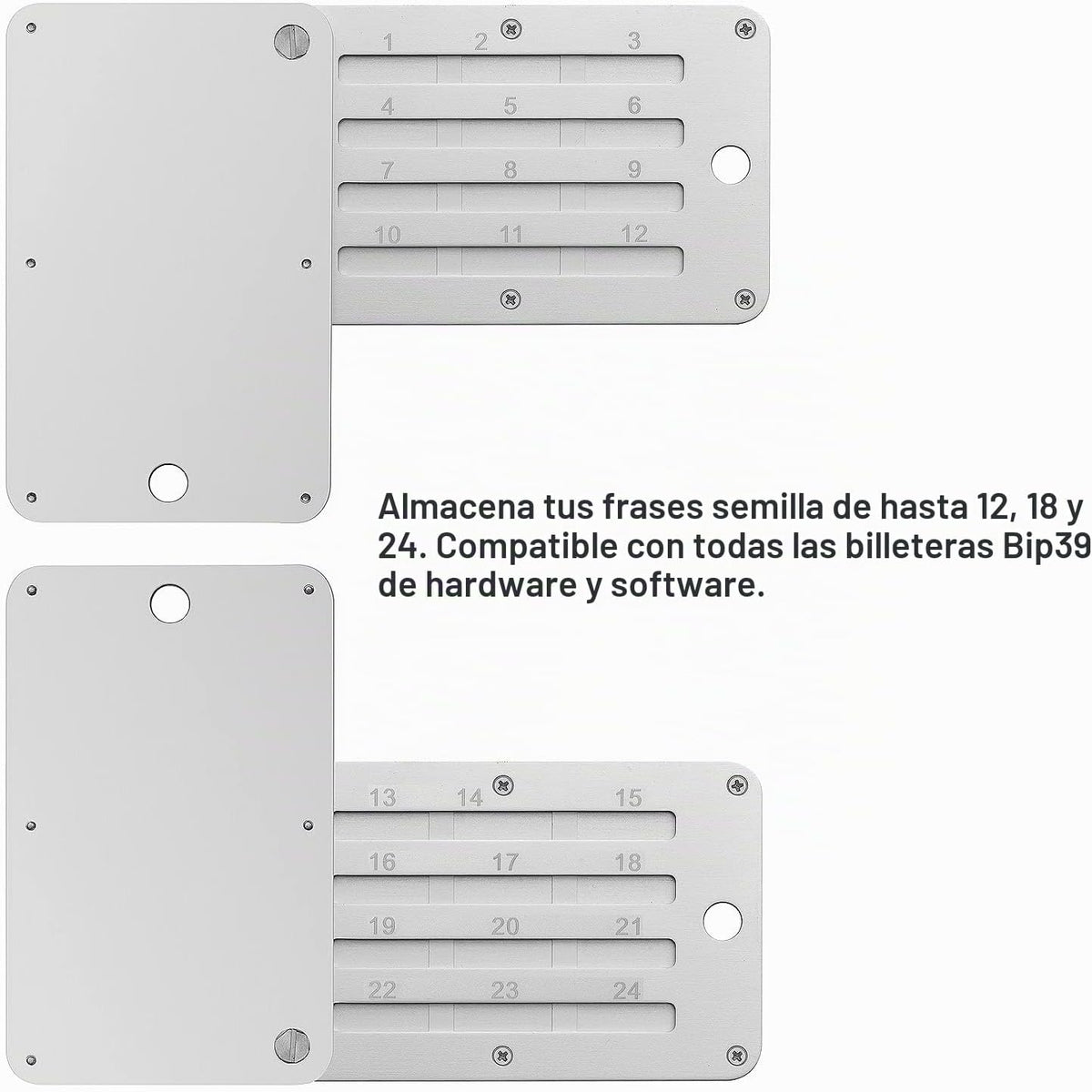 Cartera Bitcoin de acero criptográfico, copia de seguridad de semil...