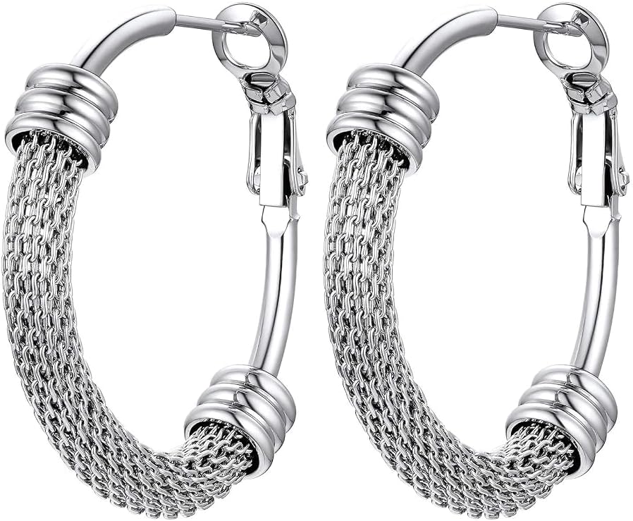 PROSTEEL 12\/16\/24\/32\/40 Pulgadas Aretes de Aro Gruesos para Muj...