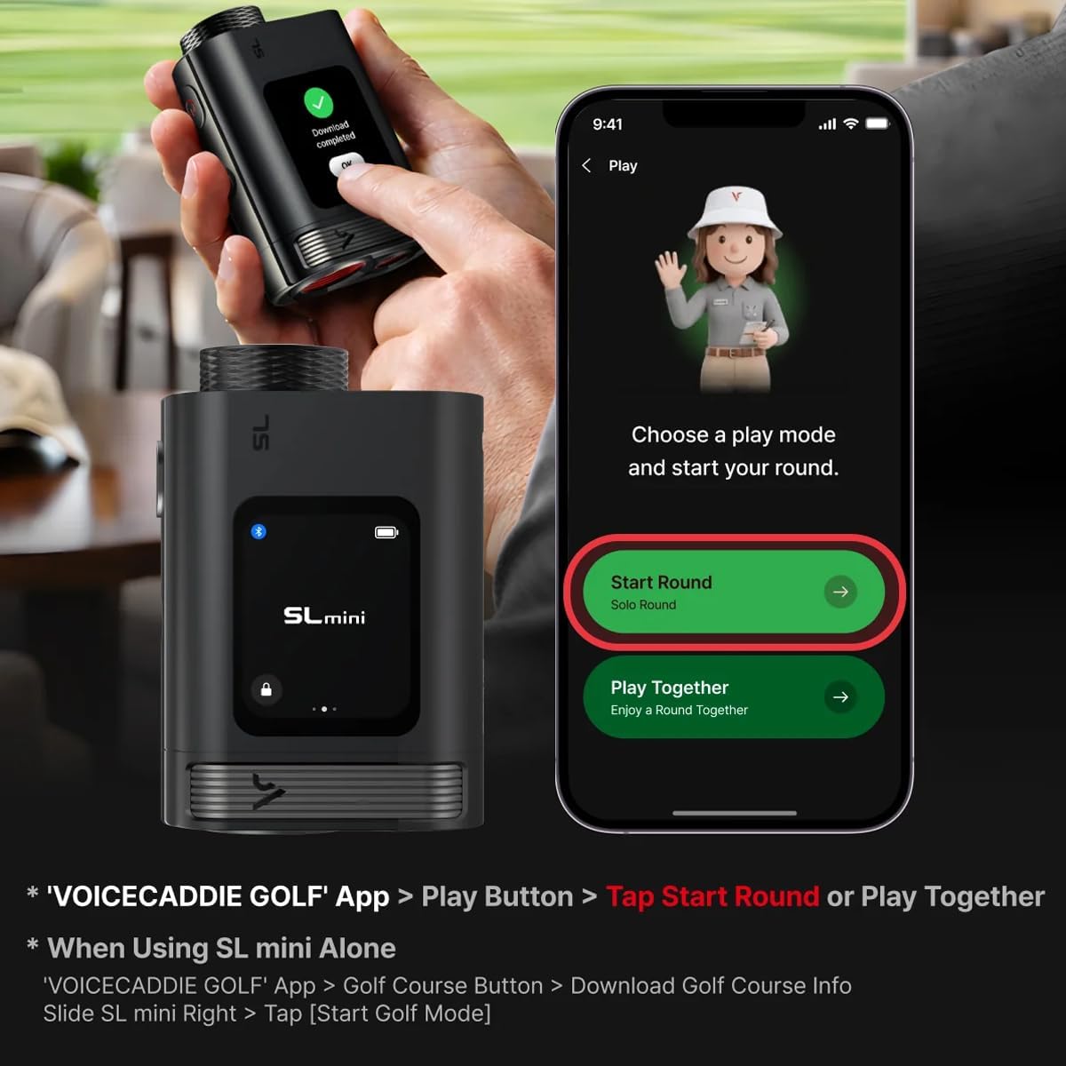 Voice Caddie SL Mini láser + telémetro de golf híbrido GPS con pant...
