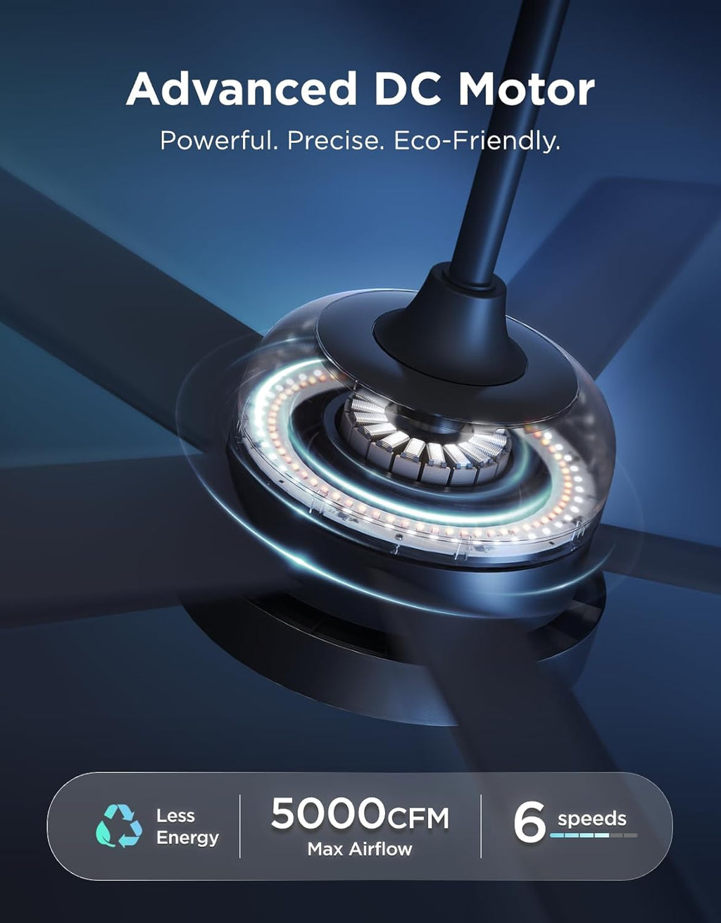 Govee RGBIC Smart Ventilador de techo de perfil bajo de 52 pulgadas...