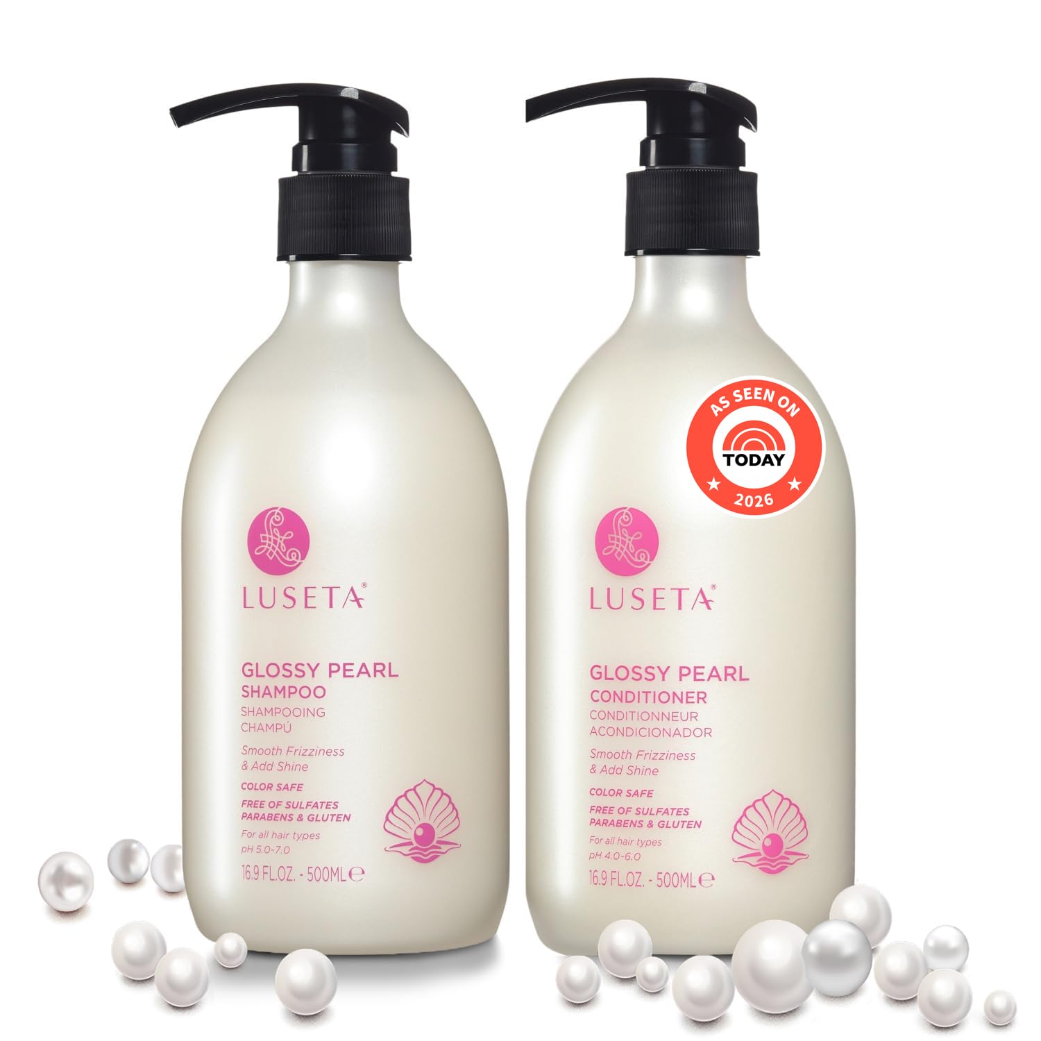 Set de champú y acondicionador Luseta de perla brillante, suaviza y...