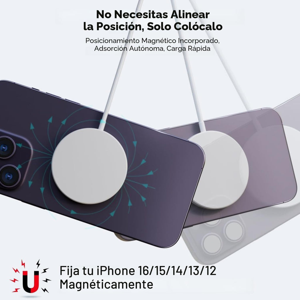Cargador Inalámbrico Magnético Rápido Apple Mag-Safe para iPhone 16...