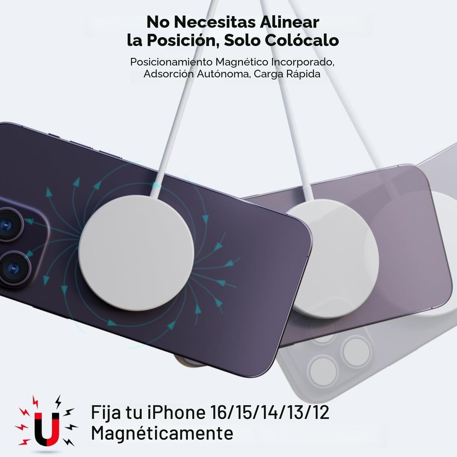 Cargador Inalámbrico Magnético Rápido Apple Mag-Safe para iPhone 16...