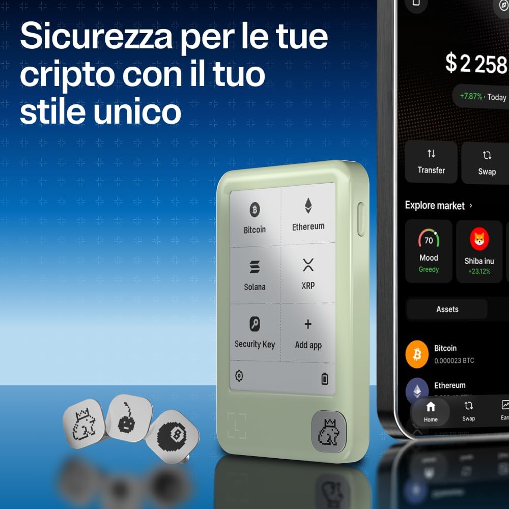 Ledger Nano Gen5 seguro cripto billetera con pantalla táctil firman...