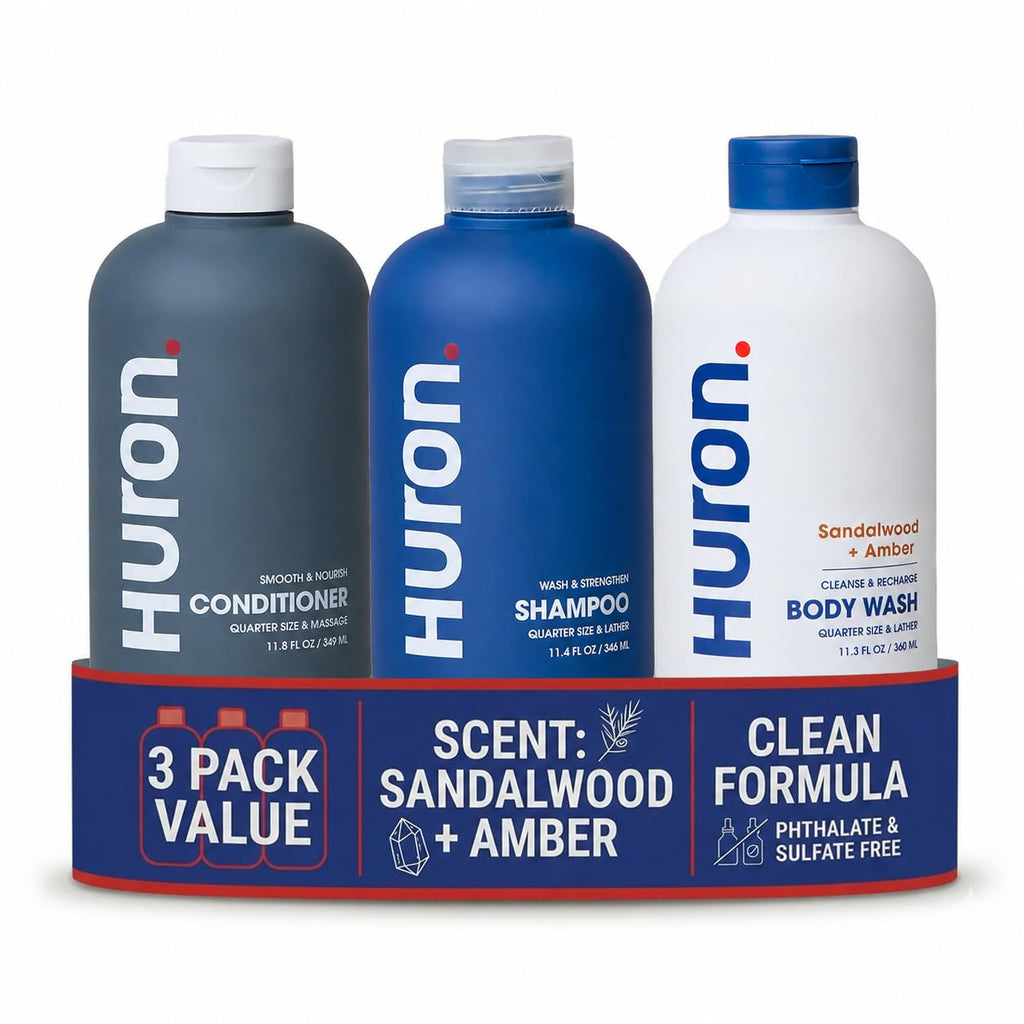 Kit de ducha Huron - Champú, acondicionador y gel de baño para homb...