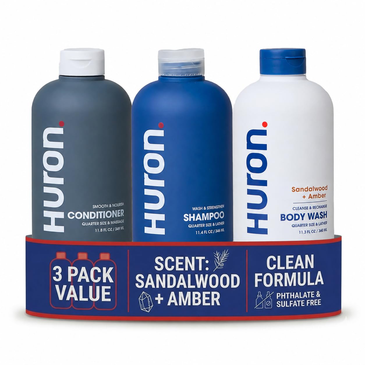 Kit de ducha Huron - Champú, acondicionador y gel de baño para homb...