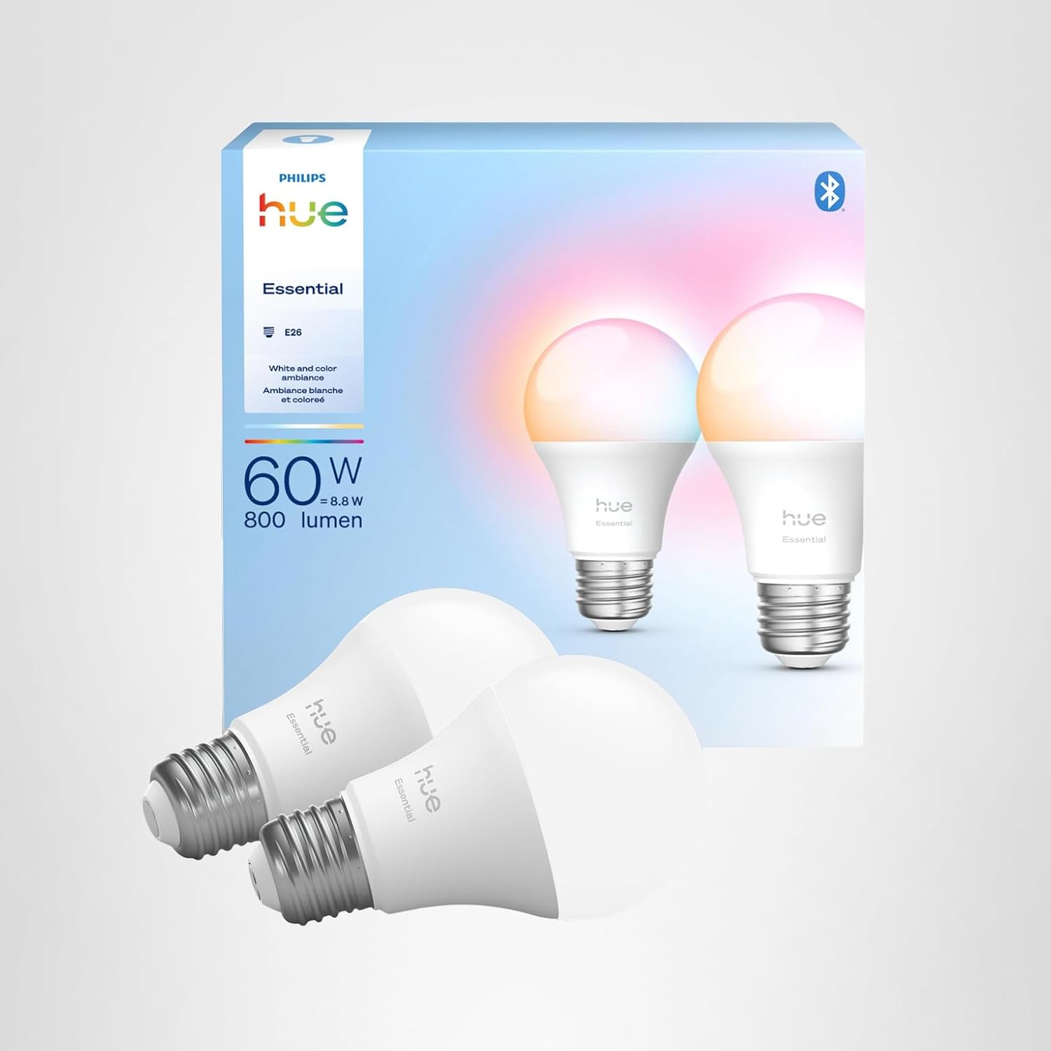 Philips Hue Essential - Bombilla LED inteligente A19, ambiente blan...