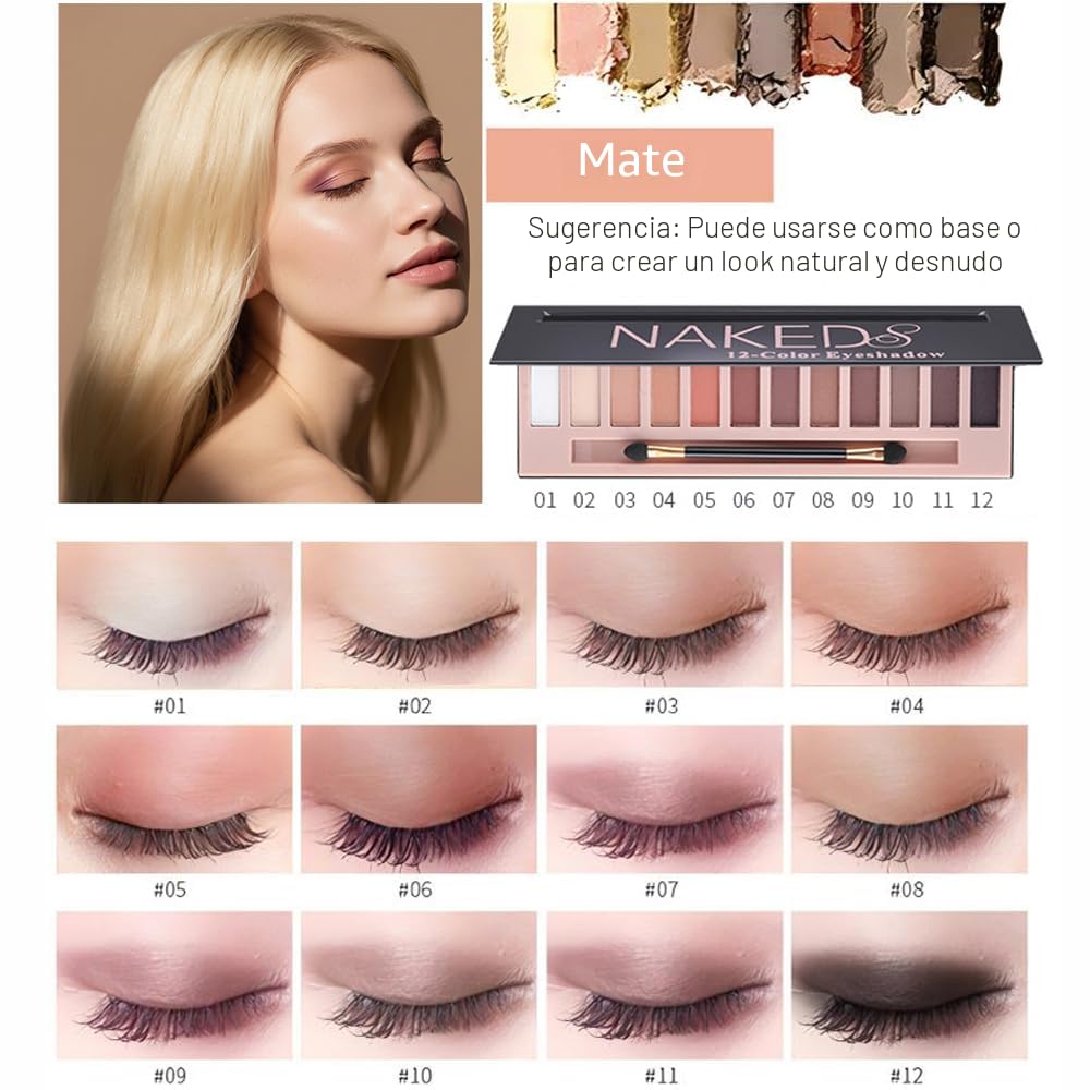 Kit de maquillaje profesional de 12 colores para mujer, sombra de o...