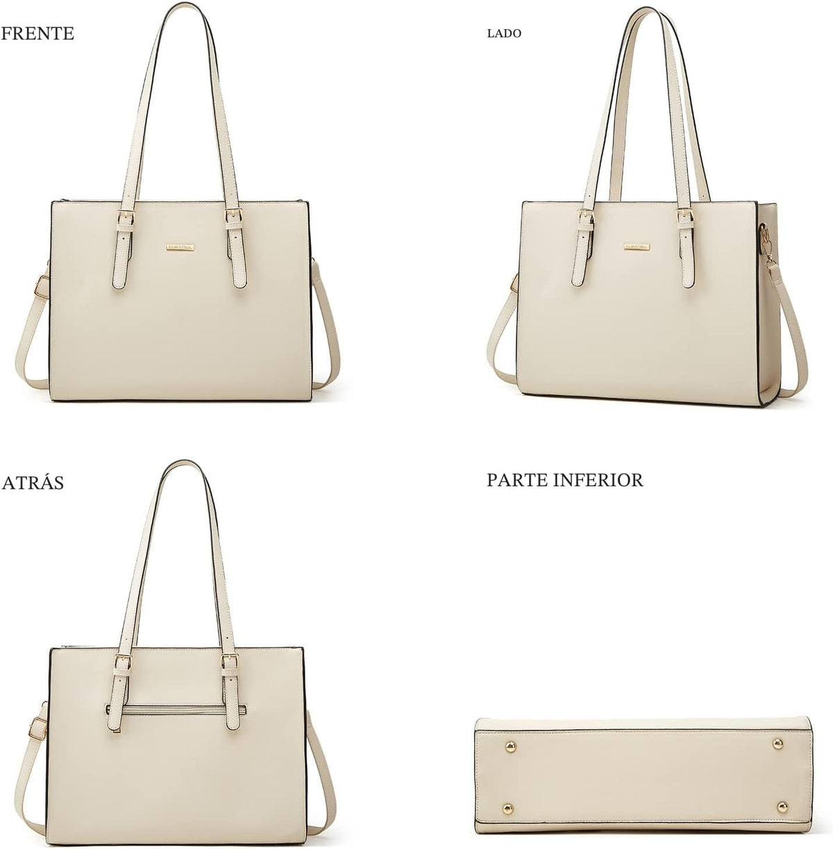 Juego de 4 bolsas modernos para mujer de cuero sintético: bolso tot...