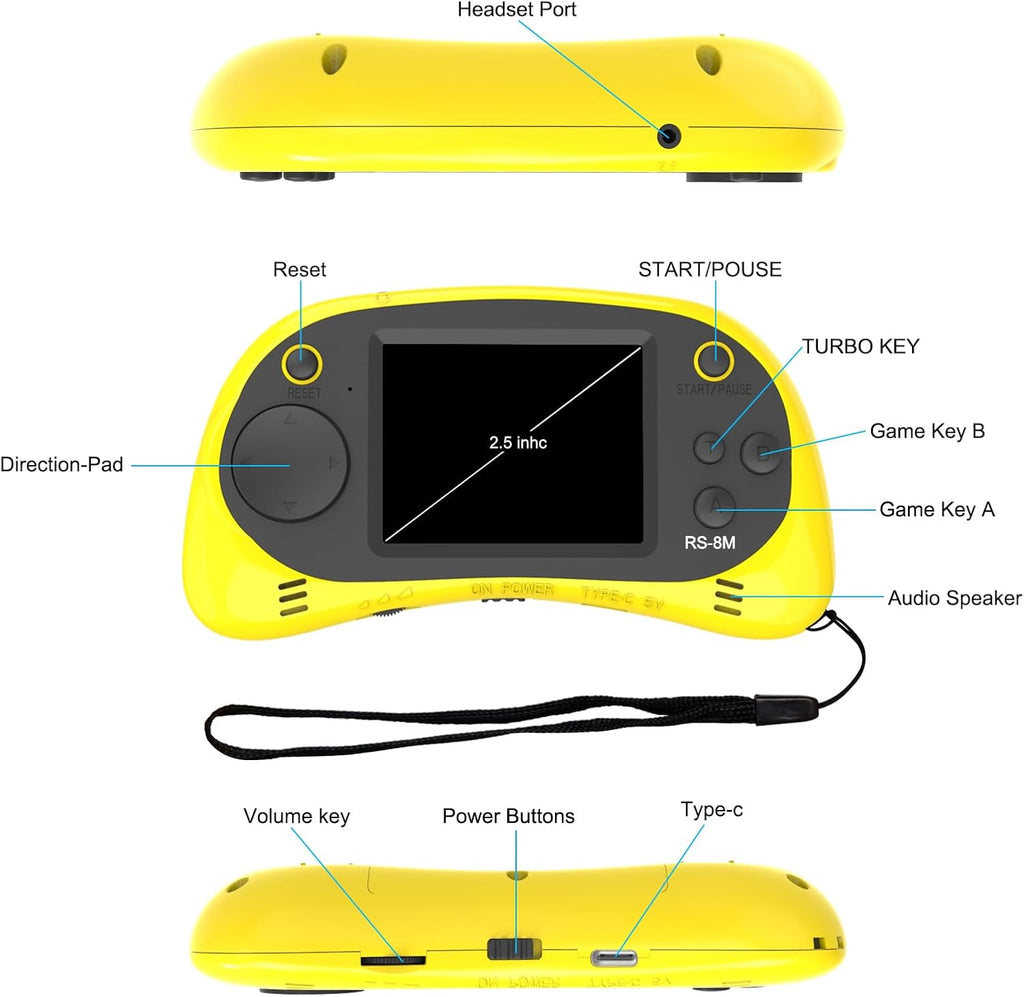 Reproductor de videojuegos portátil de mano para niños con 200 jueg...