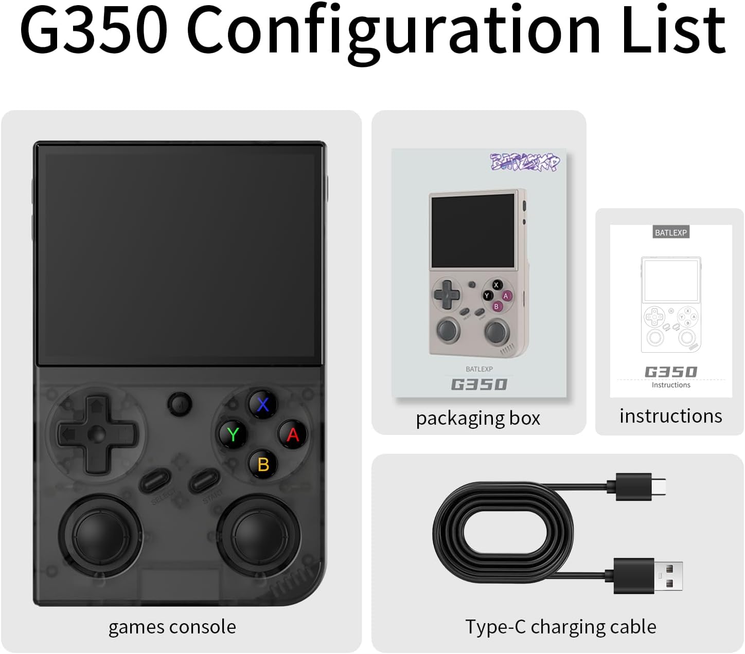 Consola de juegos portátil G350, pantalla IPS de 3.5 pulgadas, sist...