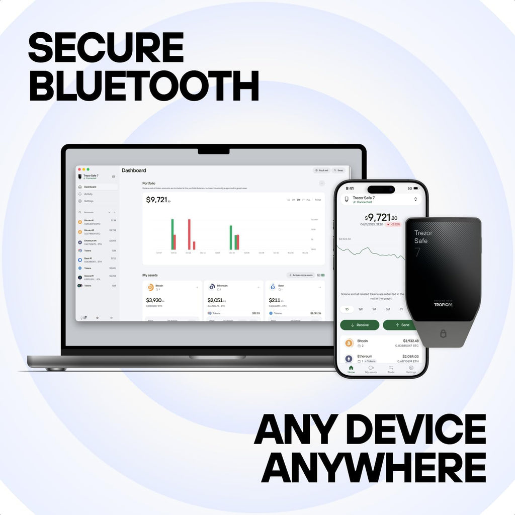 Trezor Safe 7 - Cartera de Hardware de Criptomoneda con Bluetooth,...