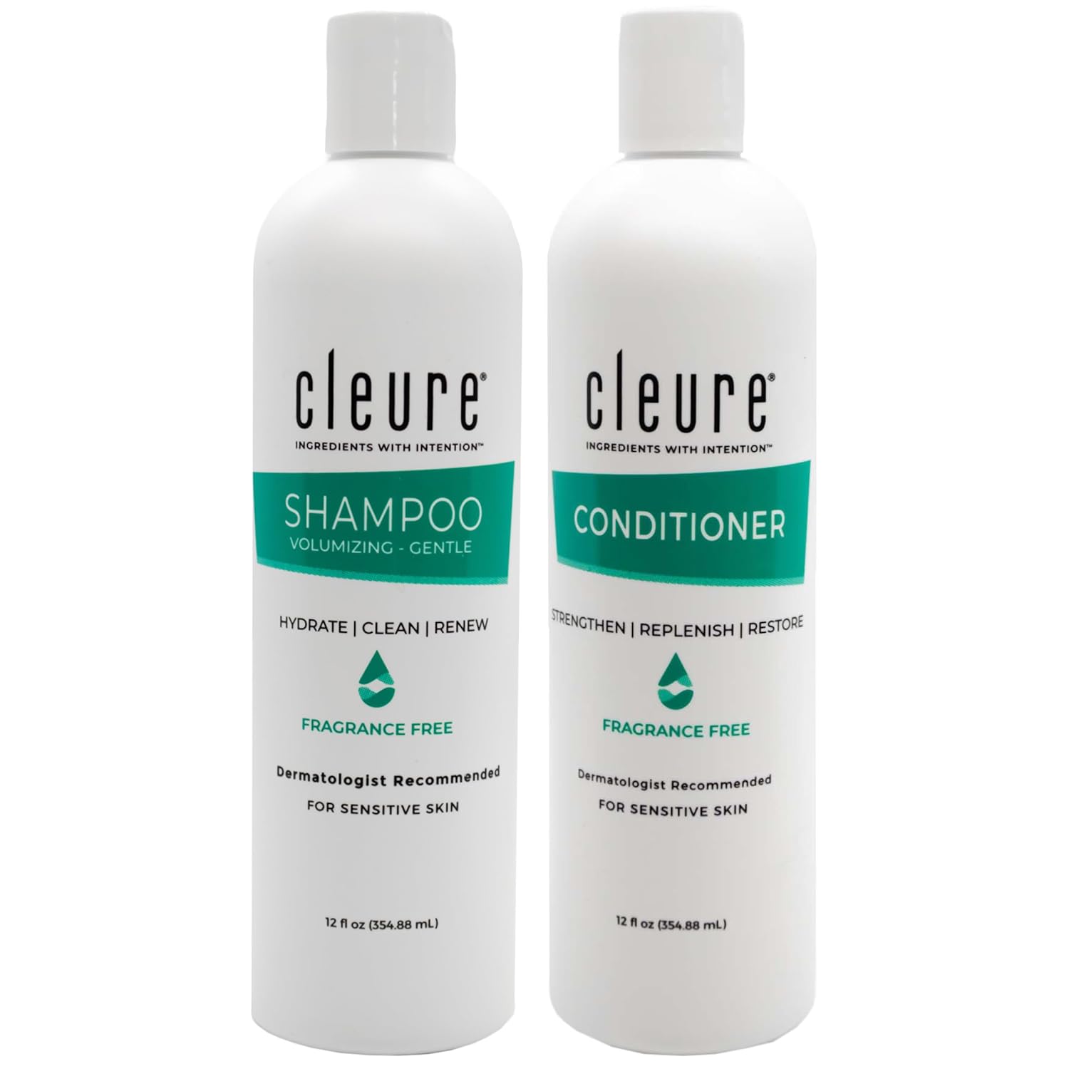 Cleure Juego de champú y acondicionador sin sulfato, sin fragancia...