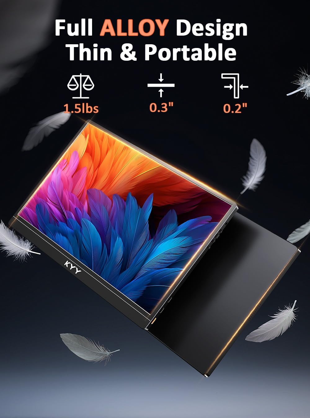 KYY Monitor portátil 4K de 15.6" Monitor portátil para portátil...
