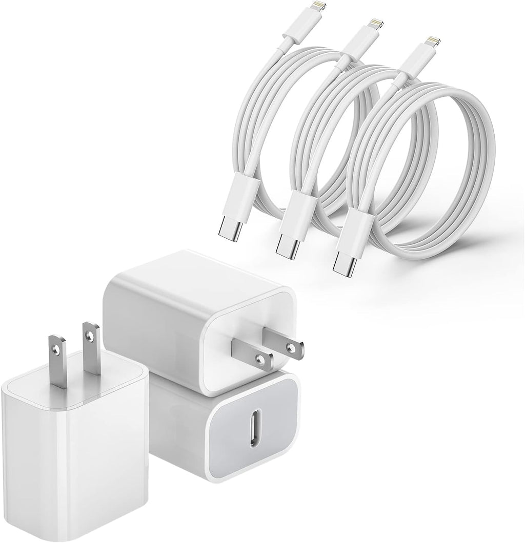Cargador rápido para iPhone 13, 12, 11, paquete de 3 [certificado A...
