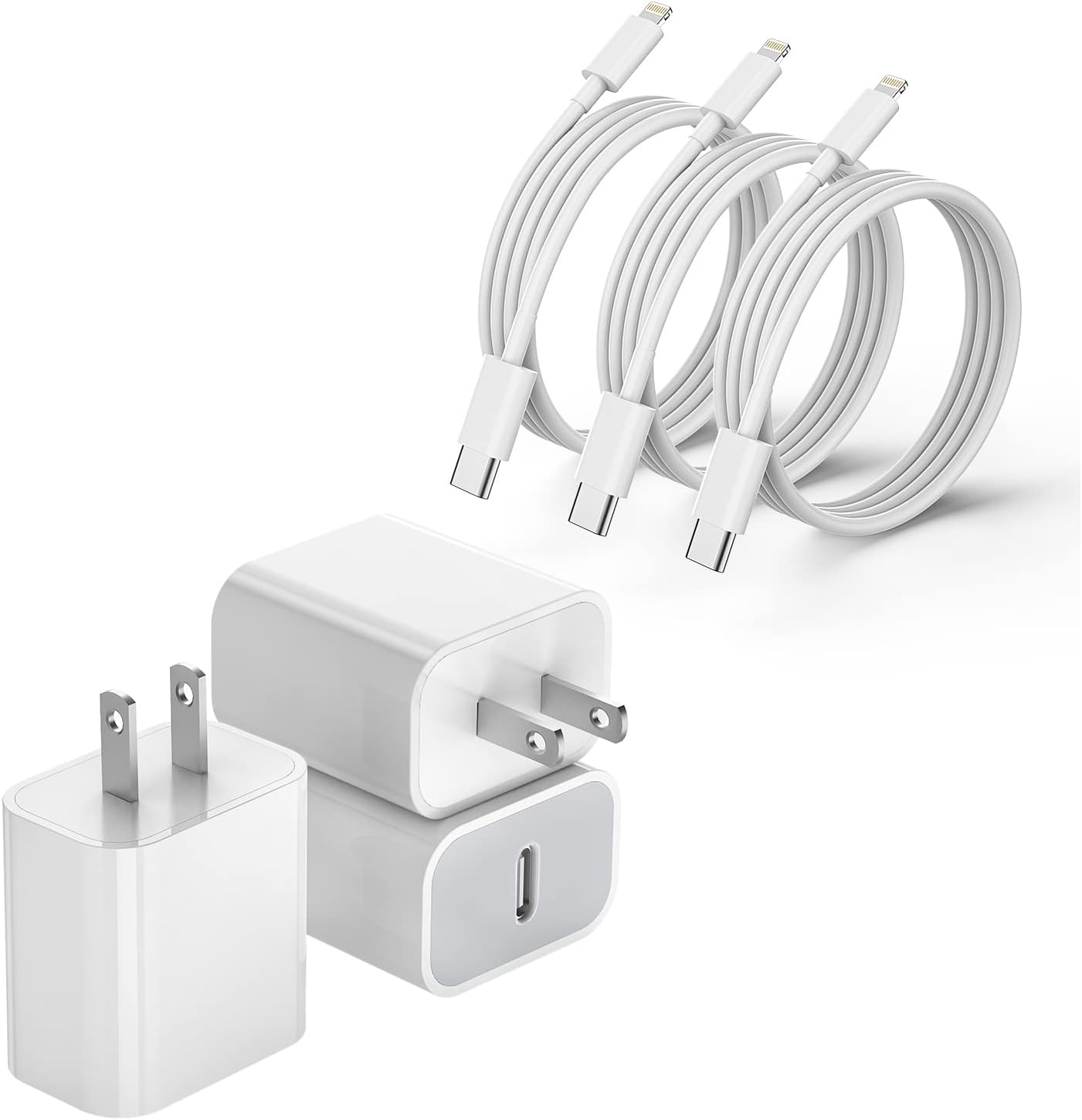 Cargador rápido para iPhone 13, 12, 11, paquete de 3 [certificado A...