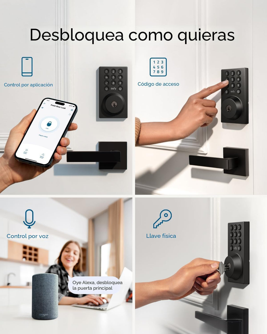 eufy Security Smart Lock C30, Cerradura de puerta de entrada sin ll...