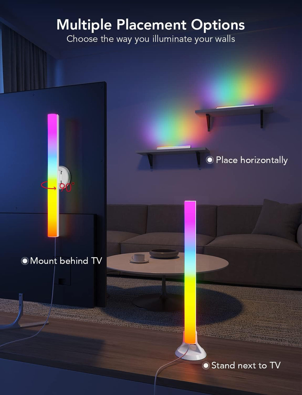 Govee - Barras de luz RGBIC, retroiluminación WiFi de TV de 15 pulg...