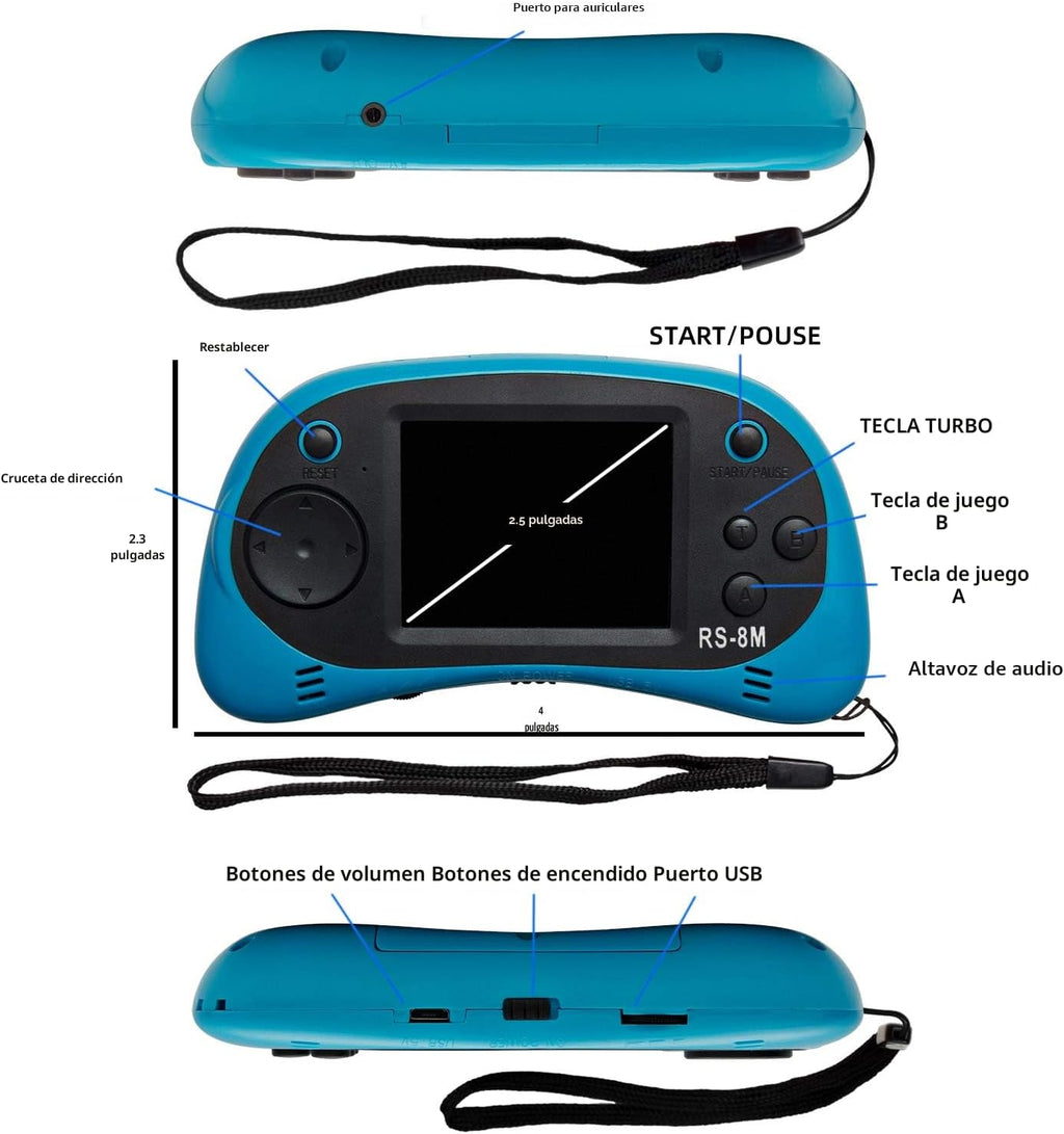 Reproductor de videojuegos portátil de mano para niños con 200 jueg...