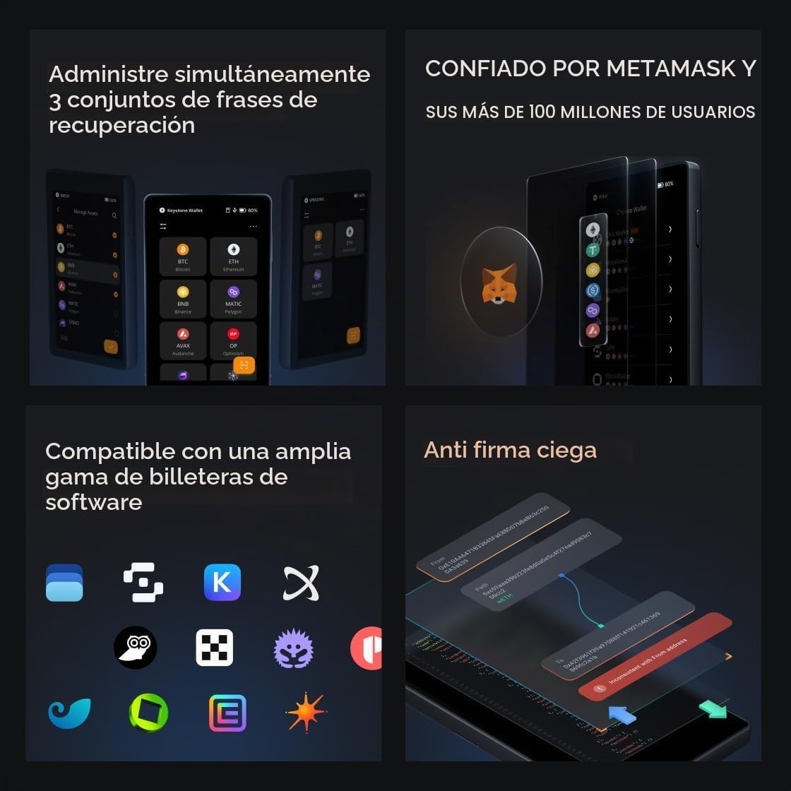Keystone - Cartera de hardware para criptomonedas, pantalla táctil...