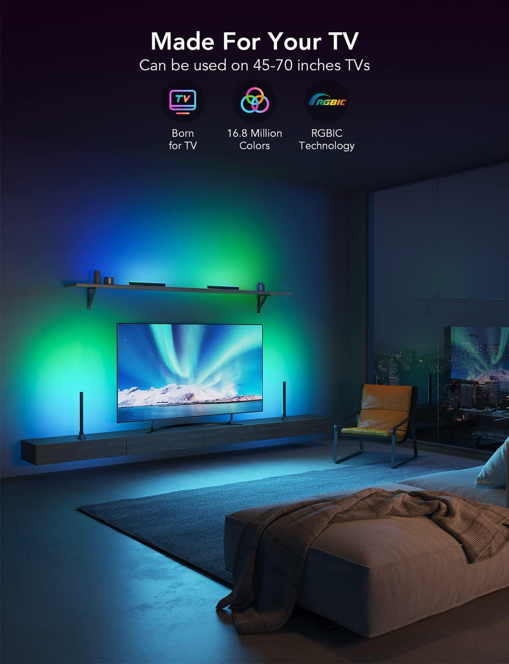 Govee - Barras de luz RGBIC, retroiluminación WiFi de 15 pulgadas p...