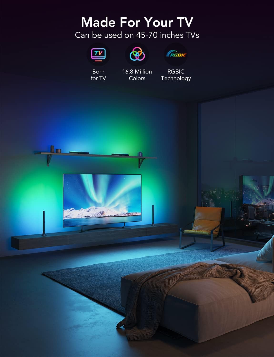 Govee - Barras de luz RGBIC, retroiluminación WiFi de 15 pulgadas p...