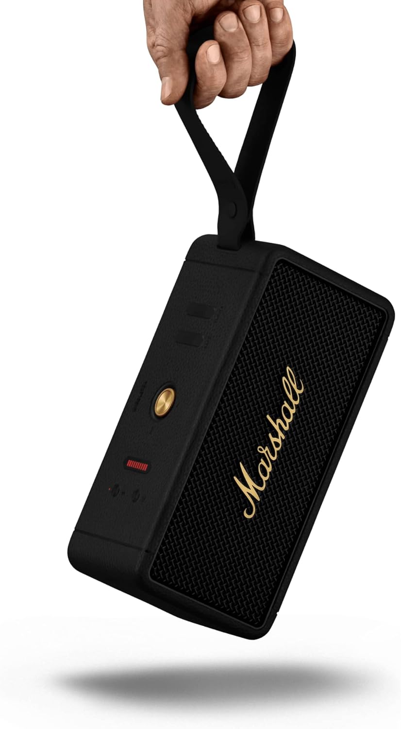 Marshall Middleton - Parlante Bluetooth portátil, color negro y latón