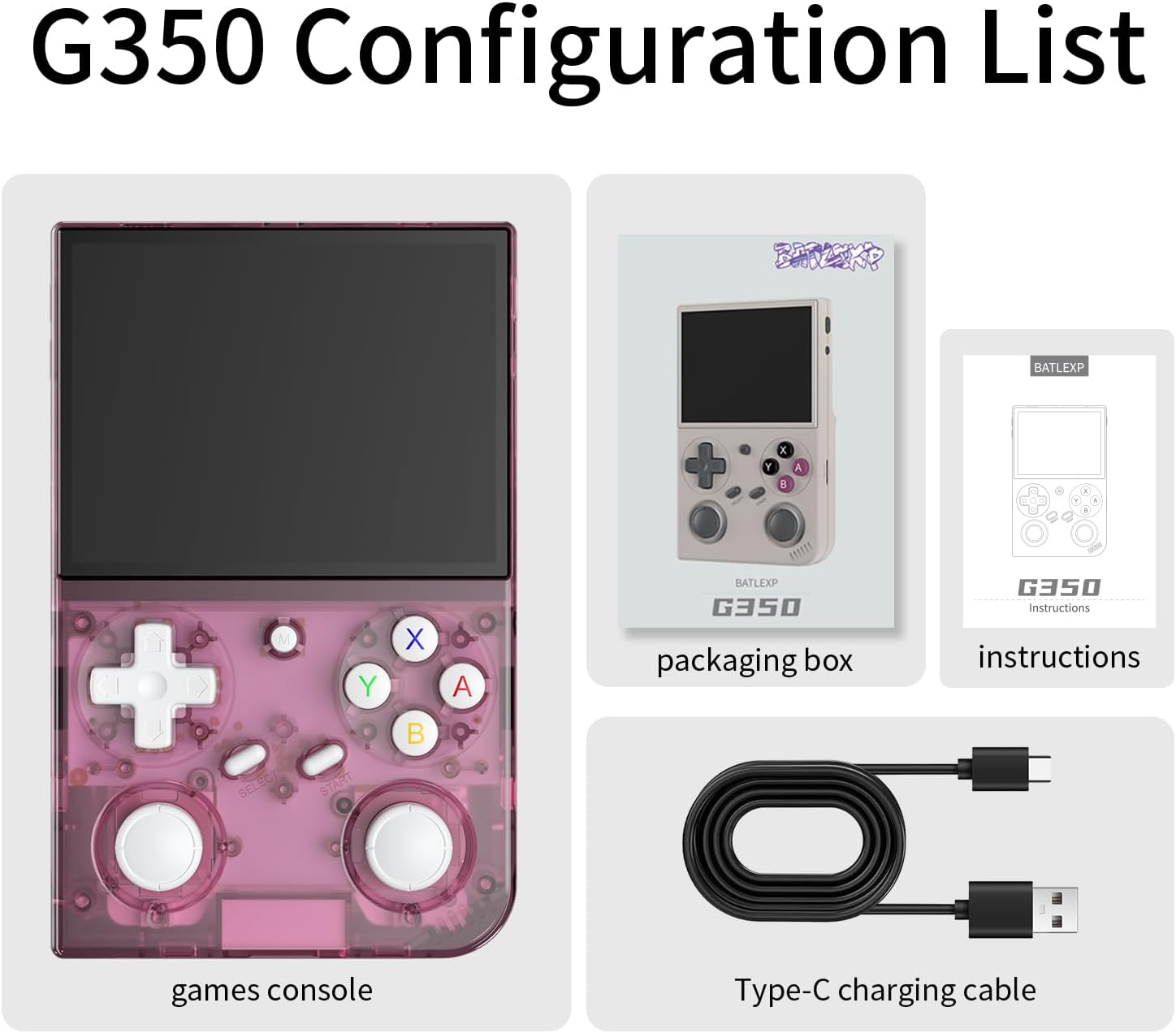 Consola de juegos portátil G350, pantalla IPS de 3.5 pulgadas, sist...
