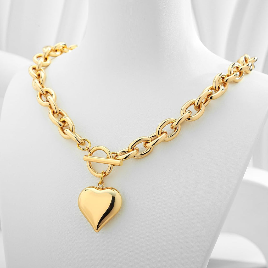CLASSYZINT Collar con colgante de cabeza de león y moneda de corazó...