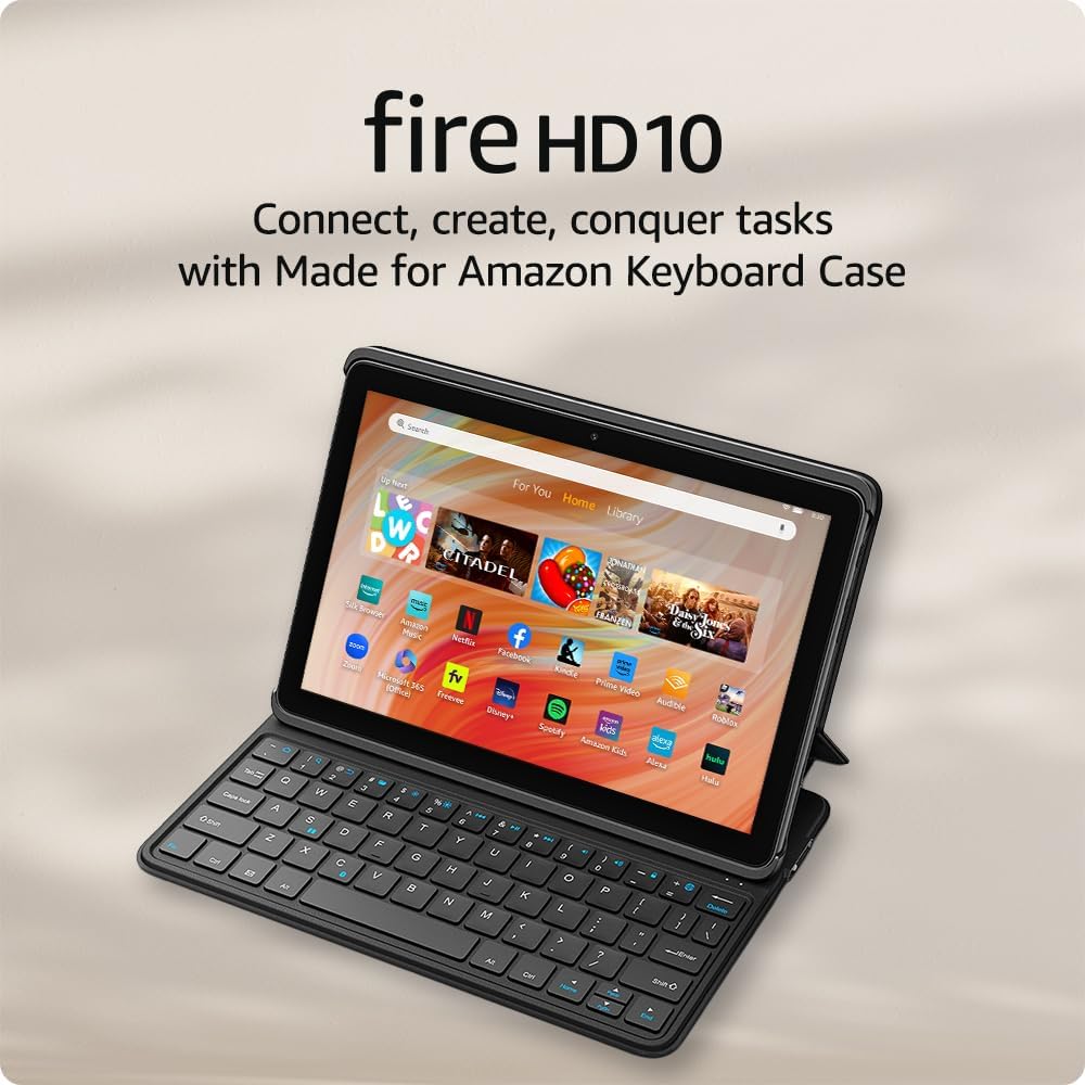 Tablet Amazon Fire HD 10 y funda con teclado, realiza tareas sin pr...