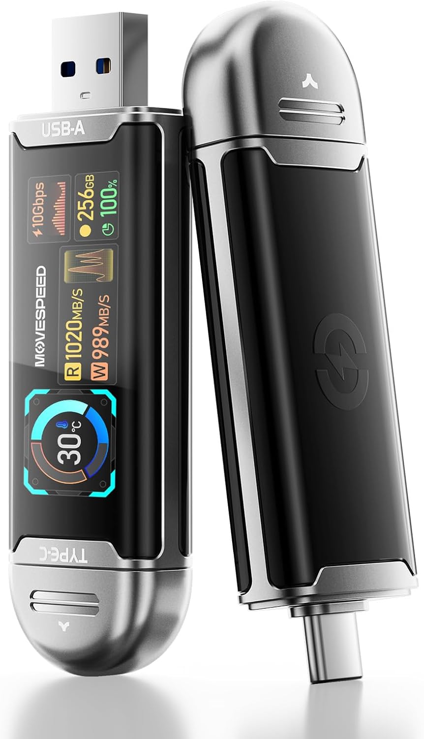 MOVE SPEED Unidad USB de 256 GB con pantalla inteligente 1090 MB\/s...