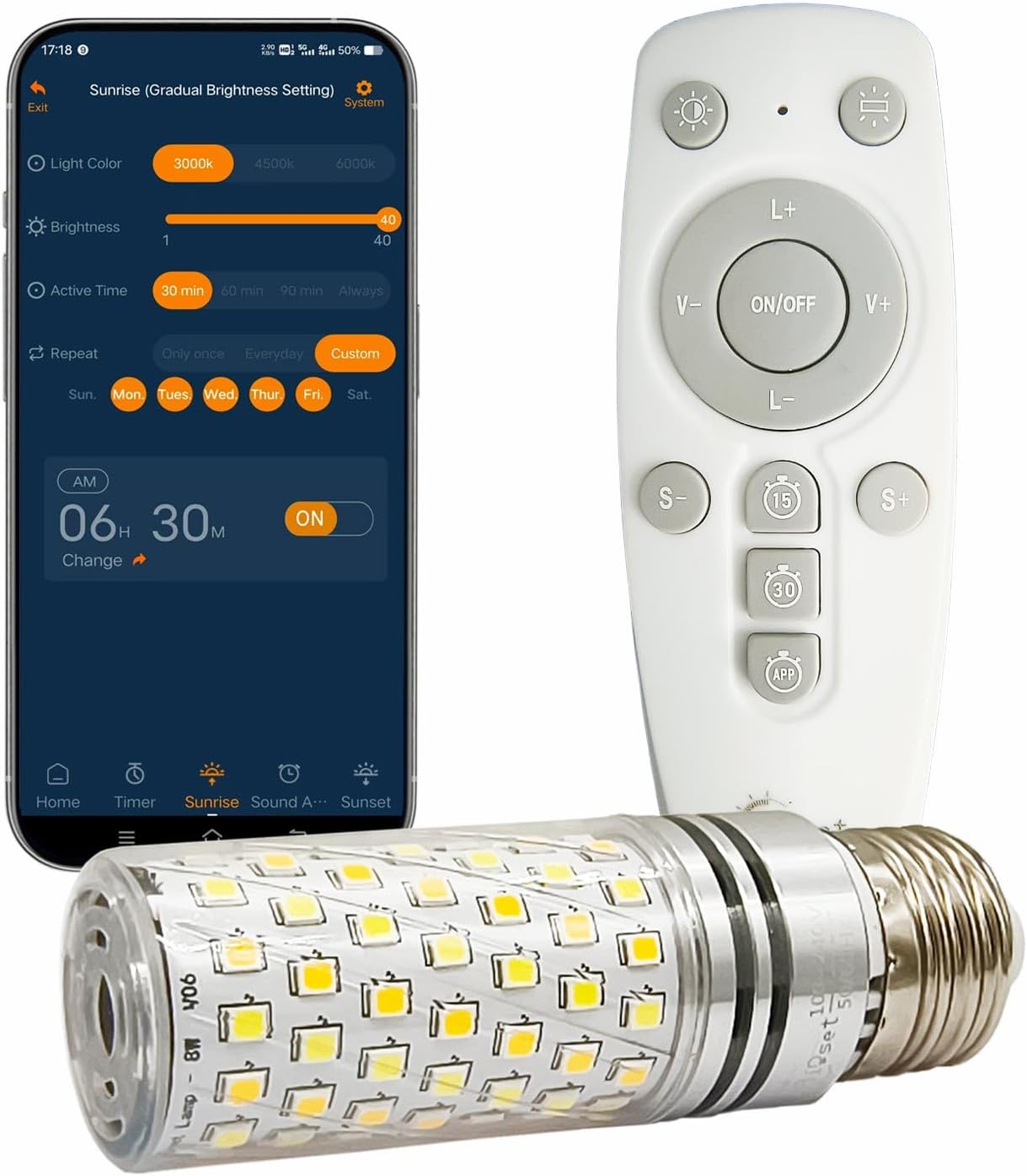 JUXLamp Bombilla de alarma de luz LED inteligente con simulación de...