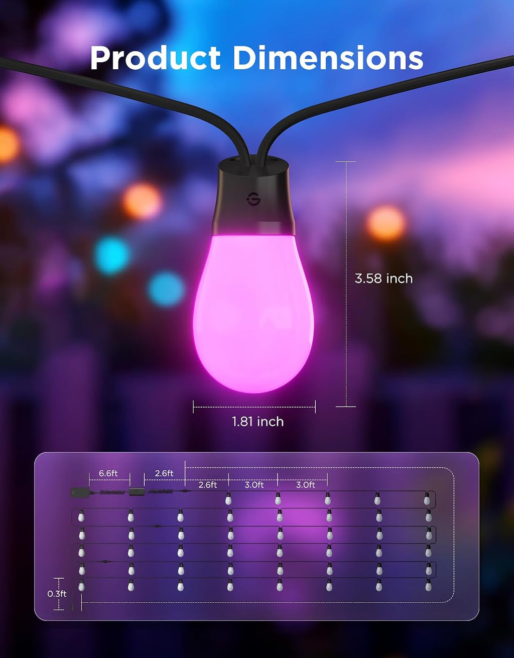 Govee Guirnalda de luces S14 para exteriores, luces inteligentes RG...