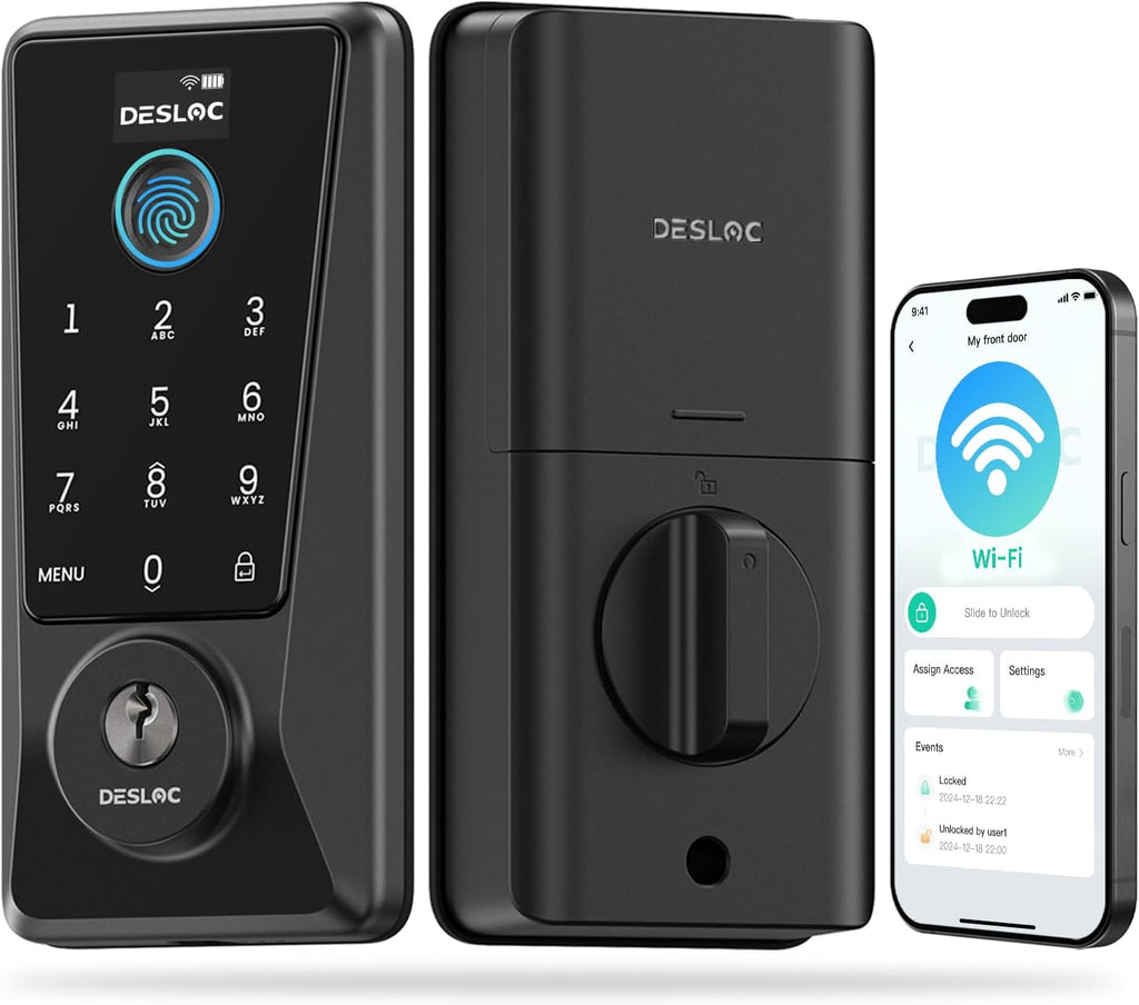 Cerradura de puerta con teclado inteligente DESLOC WiFi con huella...