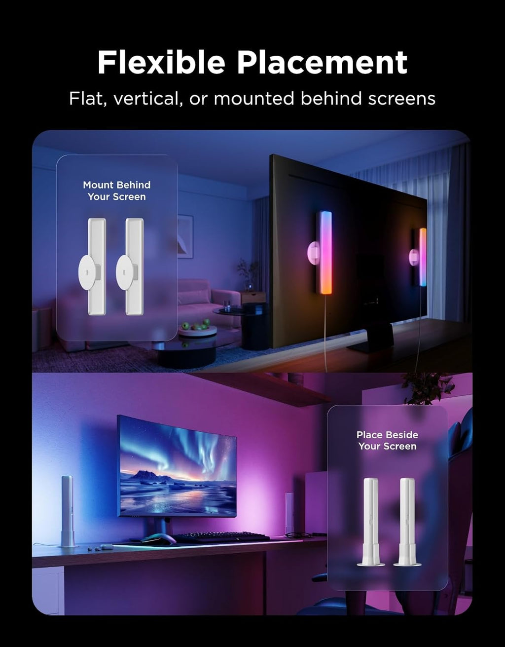 Govee Barra de luz LED inteligente, luces de TV WiFi RGBICWW compat...