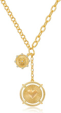 CLASSYZINT Collar con colgante de cabeza de león y moneda de corazó...