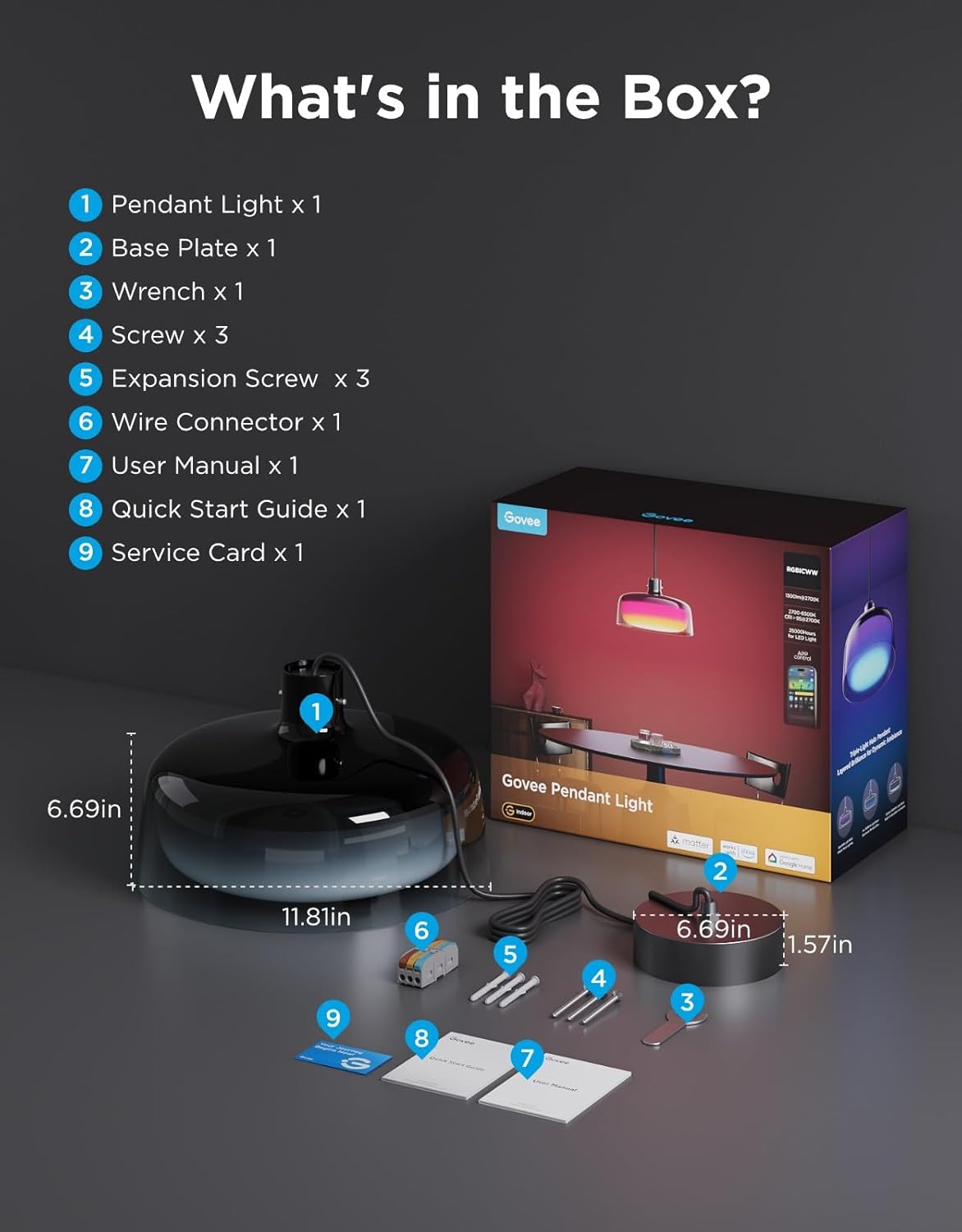 Govee Lámpara colgante para isla de cocina, iluminación inteligente...