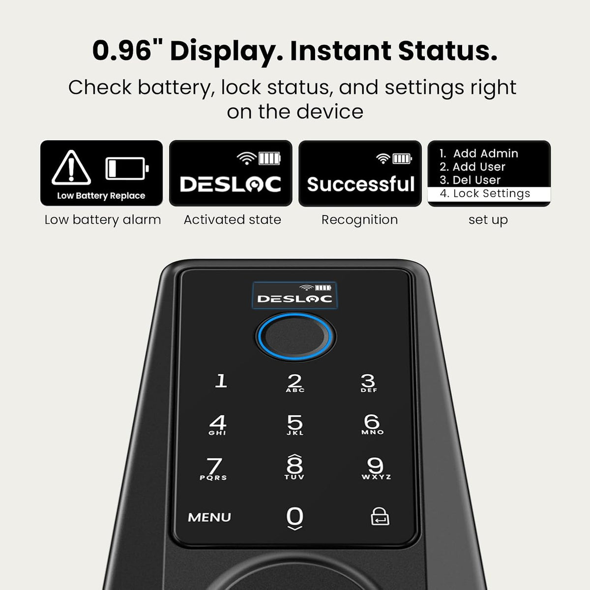 Cerradura de puerta con teclado inteligente DESLOC WiFi con huella...