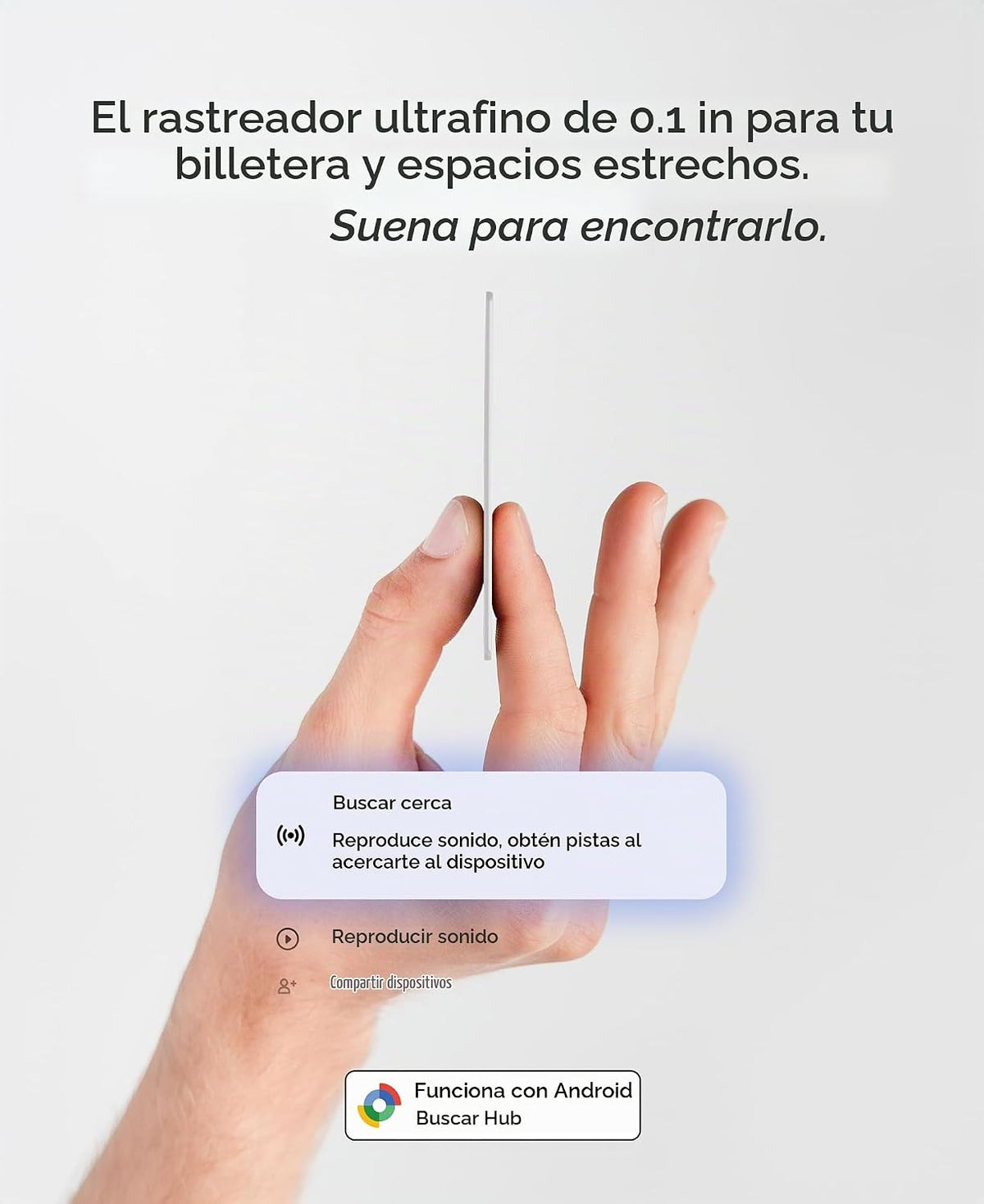 Rhinokey® Slim Wallet Tracker Card Android funciona con Google Find...