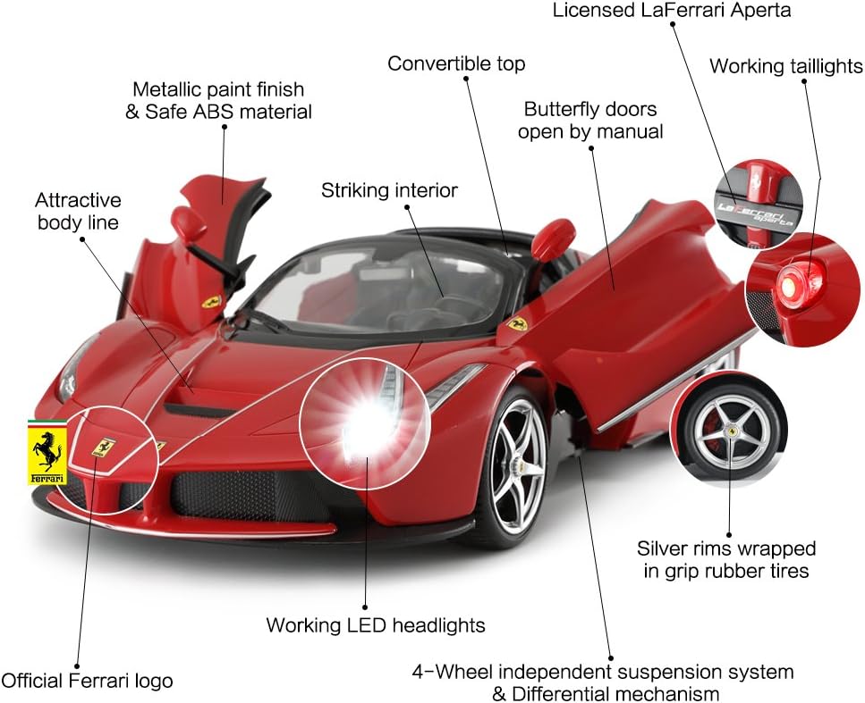 Coche de juguete Ferrari con control remoto | RASTAR 1:14 Ferrari L...
