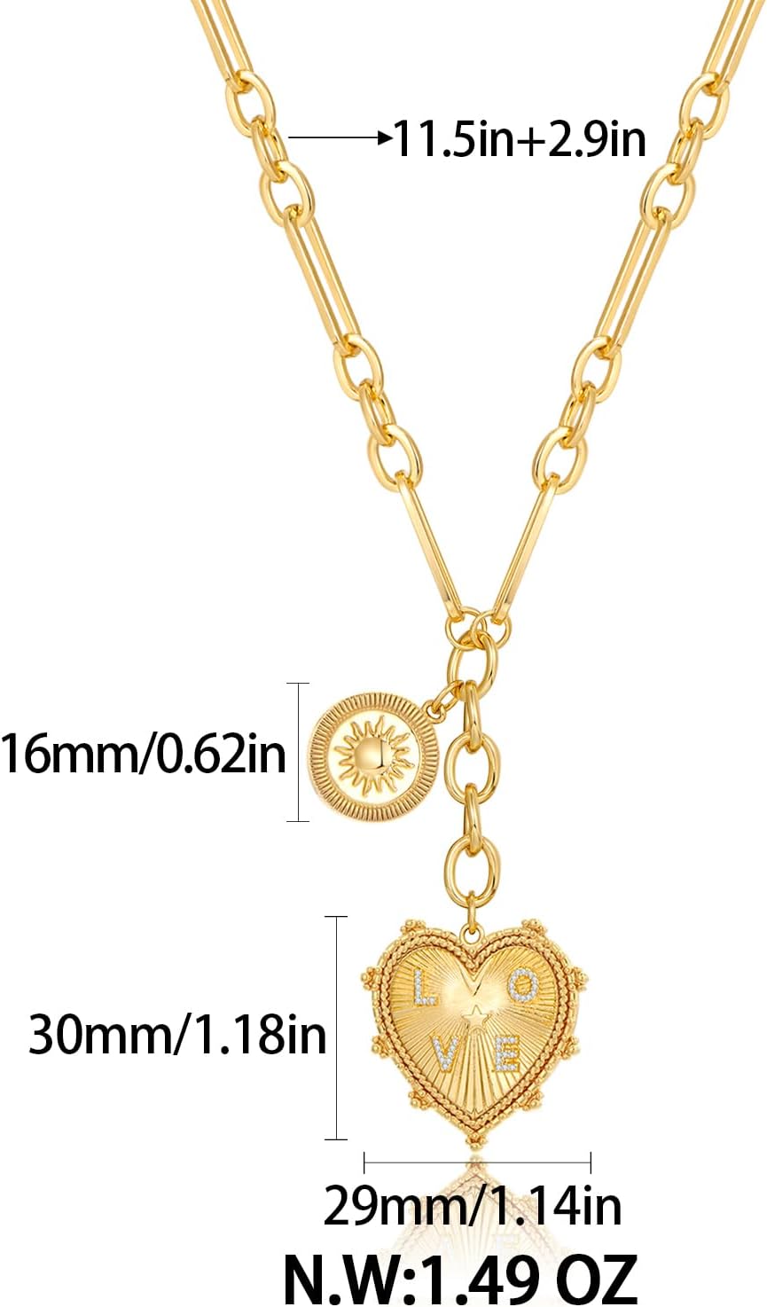 CLASSYZINT Collar con colgante de cabeza de león y moneda de corazó...