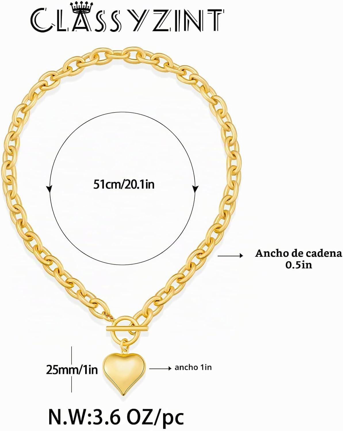 CLASSYZINT Collar con colgante de cabeza de león y moneda de corazó...